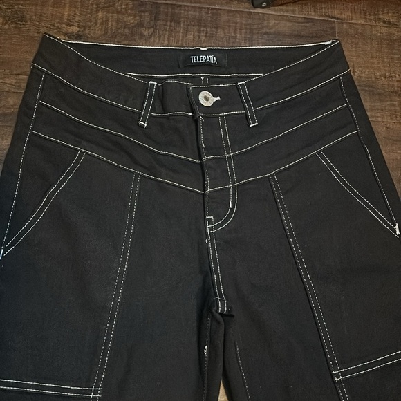 Telepathia Black Cargo Jeans No Size Tag Waist 30” - Picture 2 of 5
